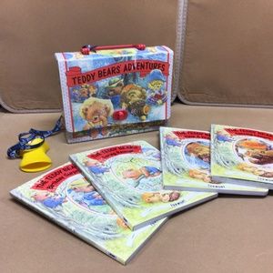 Teddy bears adventure books set with carrying case